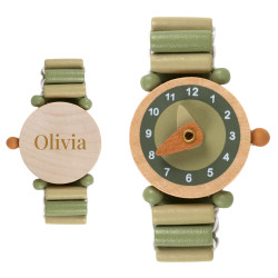 Montre en bois vert olive...