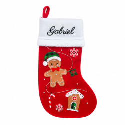 Chaussette de Noël rouge -...