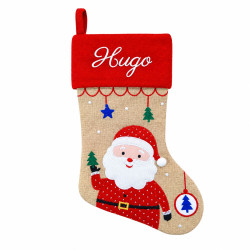 Chaussette de Noël jute -...