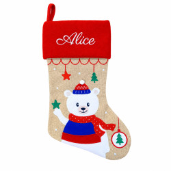 Chaussette de Noël jute -...