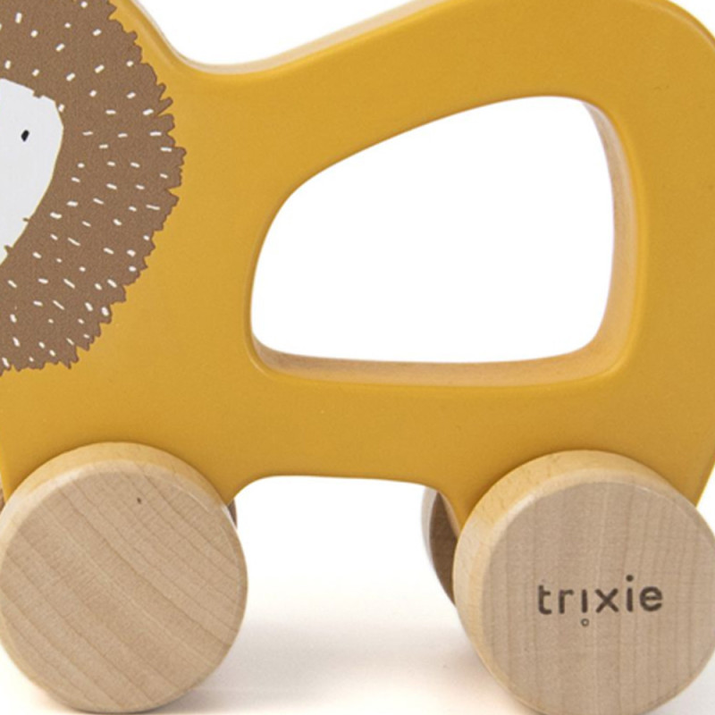 Jouet à Tirer En Bois Lion Personnalisable - Pour Enfant Dès 12 Mois, Avec Prénom Et Date De Naissance