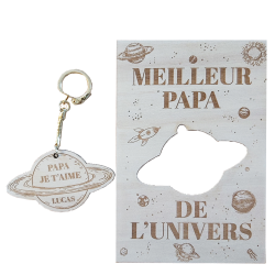 Porte-clés bois Le papy moustache - Ma Gravure Perso