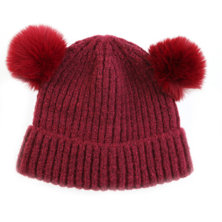 Bonnet De Ski Steamboat Colorado – Rouge Blanc Bleu – Pompons – Taille Unique – Unisexe