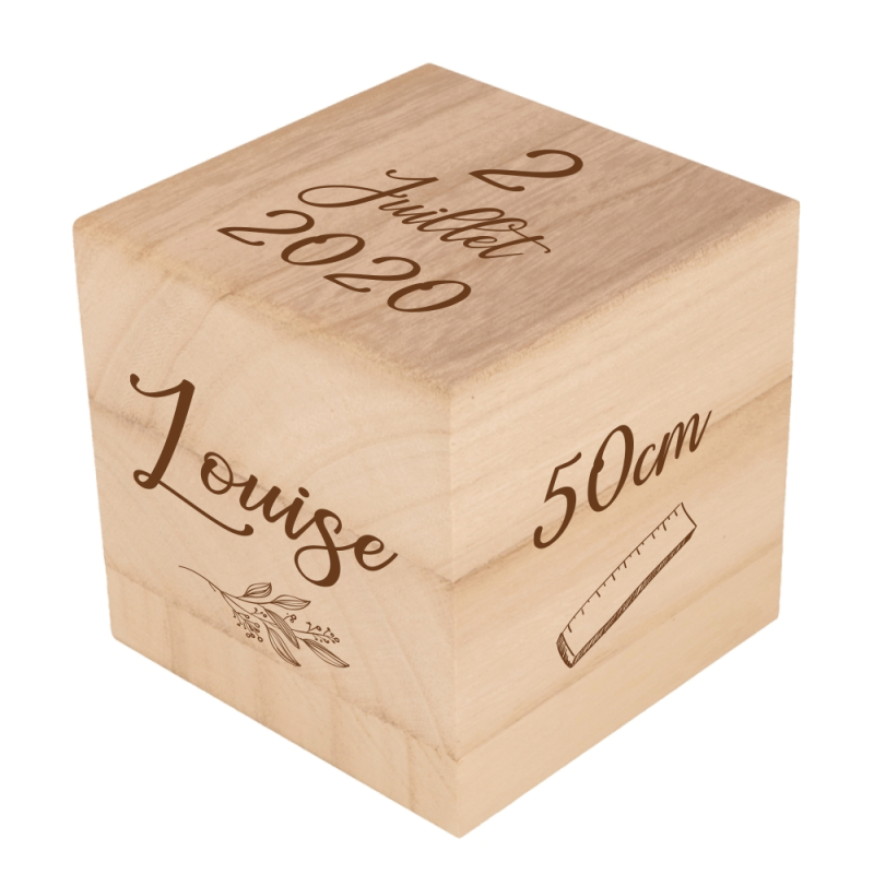 Uitgaan piek Verlenen Grand cube en bois avec informations de naissance