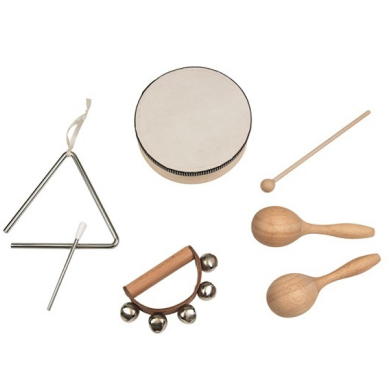Coffret 4 instruments de musique en métal et bois