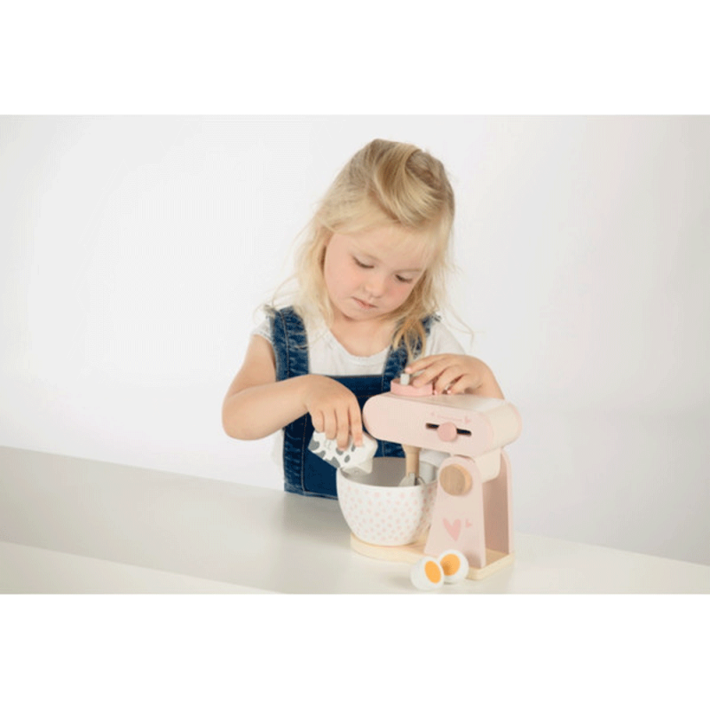 Cuisine En Bois Rose Et Crème Pour Enfants – ROBOTIME – Avec Tablier, Four, Accessoires – Jeu De Rôle Dès 3 Ans
