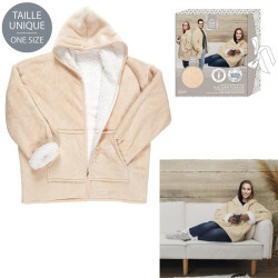 Sweat-shirt à Capuche Femme Décontracté - Fermeture éclair, Poche Intérieure, Manches Longues - Couleur Unie, Style Plaid Confortable