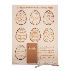 Kit guirlande de 7 œufs de Pâques en bois à colorier