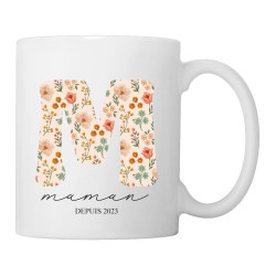 Mug - Lettre M Maman fleuri