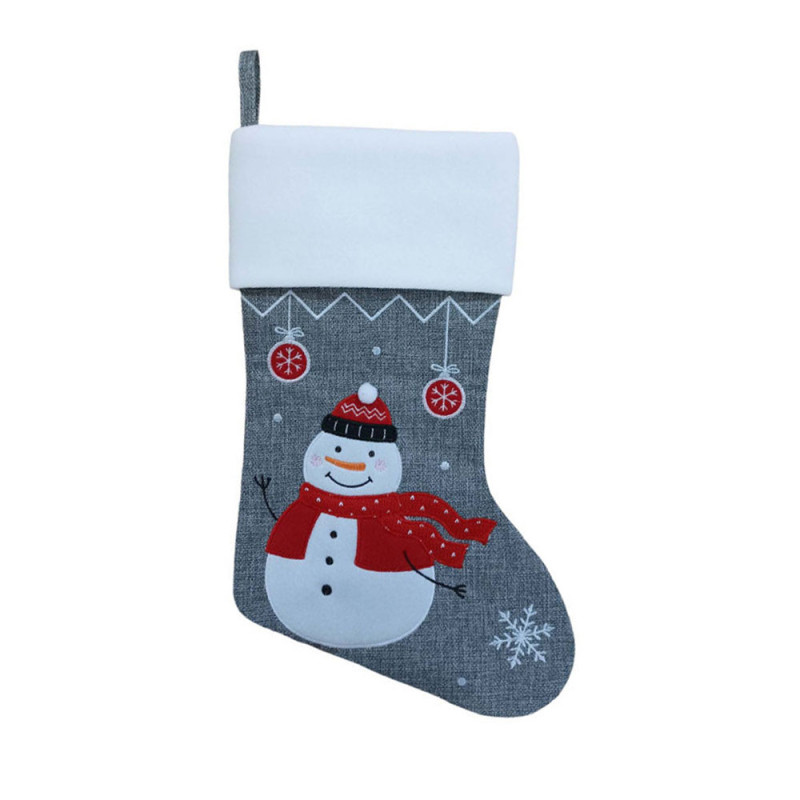 Chaussette De Noël Personnalisable Avec Prénom - 30 Cm - Motif Bonhomme De Neige - Rouge Ou Verte