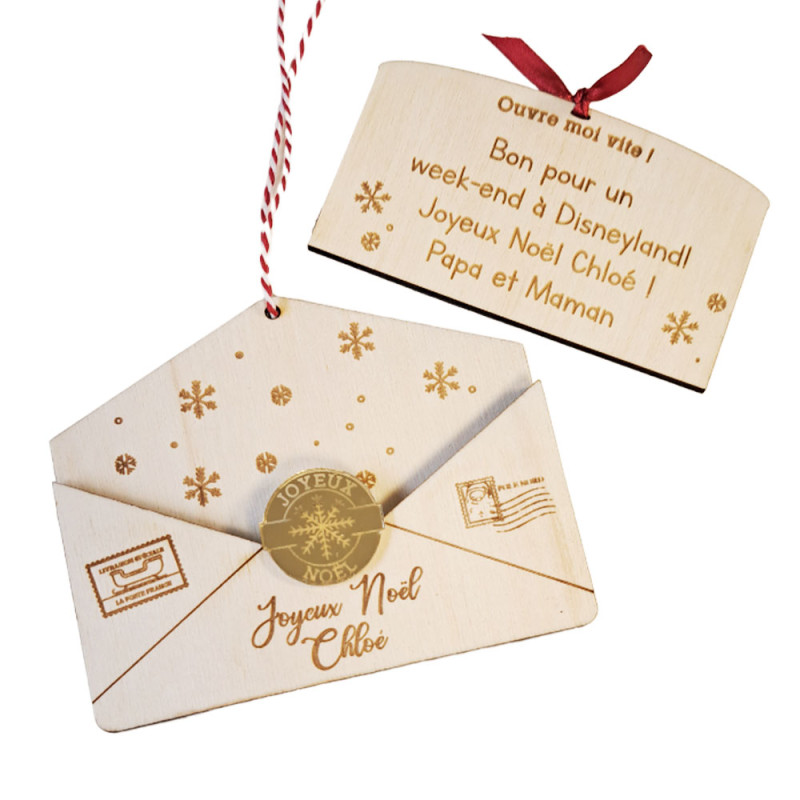 Suspension de Noël - Enveloppe et Message en bois