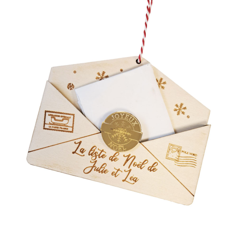 Enveloppe de Noël personnalisée en bois