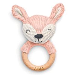 Hochet en bois biche rose -...