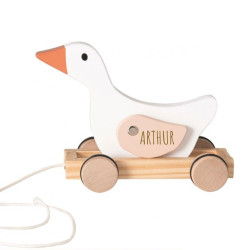 Canard en bois à tirer -...