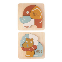 Lot de 2 puzzles en bois -...