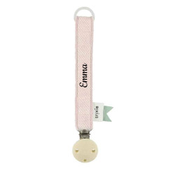 Attache tétine en coton - Rose
