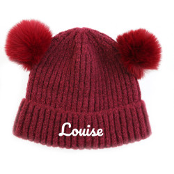 Bonnet deux pompons - Rouge