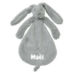 Doudou plat lapin gris -...