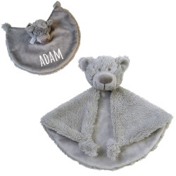 Doudou plat ours gris -...