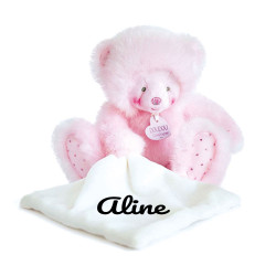 Peluche doudou - Ours Rose...