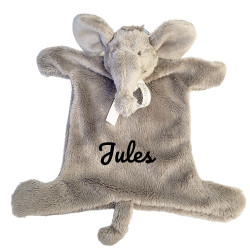 Doudou plat éléphant gris -...
